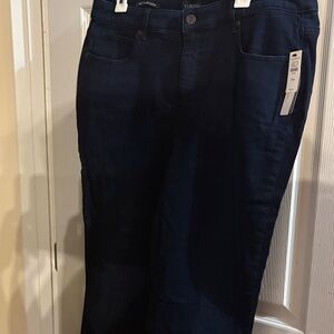 Talbots high waist, straight leg, full length 16 W Dark Blue Jeans NWT